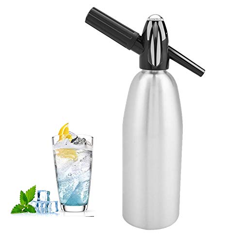 FDYD Edelstahl 1 Liter Soda Siphon-Flasche, Silber Cover