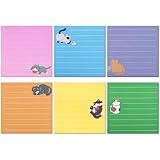 JIANTA 12 Pack Katzen Haftnotizen - 6 Farben Lined To-Do Liste Notizblöcke, 76x76mm Tiere Süße Klebezettel mit Linien für Büro, Schule, Studium & Planer (480 Blatt)
