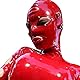 ALMYMM Sexy Erotik Rote Latex Bondage Maske mit abnehmbaren Augen und Mundaufklebern mit rückseitigem Reißverschluss, Fetisch BDSM Cosplay Maske, Mode Liebhaber (M)