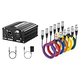 Neewer 1 Channel 48V Phantom Power Supply with Adapter, Bonus+XLR 3 Pin Microphone Cable for Any Condenser Microphone Music Recording Equipment, 6 Pack 3 feet/1m Mic Cable Cord Included