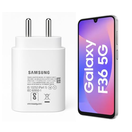 Image of Samsung 25W Original C-Type PD 3.0 Charging Adapter for Galaxy M17|M07|M36|M06|A55|A35|F06|S25 fe|S24|F36|F16|M35|S23|A06|S25 Plus|A37|A56|Tab S11|S10|S10+| USB C 25Watt Quick Charger Adaptor, White