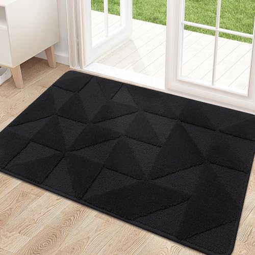 Homaxy Door Mats Indoor, 50 X 80 cm, Machine Washable Inside Door Mat, Dirt Trapper Soft Doormats, Super Absorbent Entrance Rug, Non-slip Floor Mat For Front Back Door, Pets and Dogs (Black)