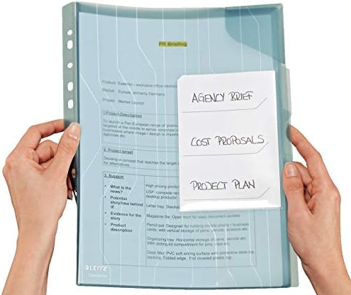 LEITZ® CombiFile, 3 compartments, polypropylene, open at the top, Euro holes, A4, colourless (3 pieces), you will receive 1 pack of 3 pieces.