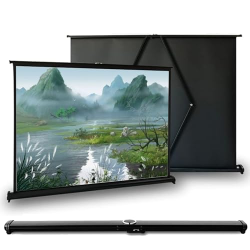 Hoiweqr Projector Screen Portable Floor Standing Fold-Out Roll-Up Manual, Home Theater Projection Screen, Lightweight Carry & Durable Easy Pull Out System, Mobile Projection Screen(30in/16:9)