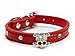 Haoyueer Cute Dazzling Sparkling Elegant Fancy Skull Diamond Crystal Rhinestone Leather Small Pet Dog Cat Collar Puppy(Red,M)