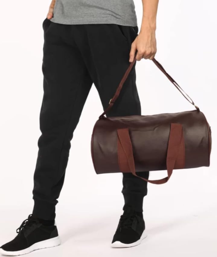 AIROZSS Trendy Brown Leatherette Lightweight Gym Duffle Bag/Travelling Bag for Men and Women 3