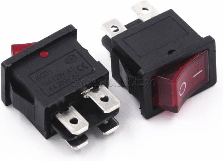 10pcs 4Pin Rocker Switch ON Off 6A 250V 10A 125V | 10pcs Red Illuminated Rocker Switch 15x21mm 4PIN ON/OFF 6A/250V 10A/125V for TV