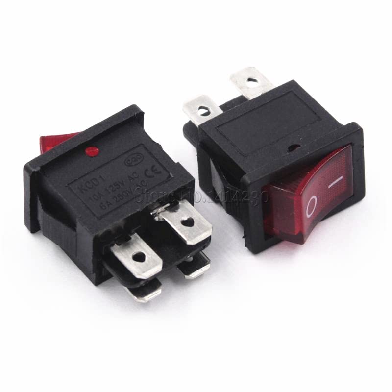 Interrupteur d'alimentation 4 PIN avec voyant rouge 6A 250V pour écran LCD