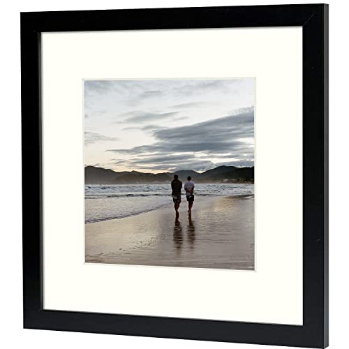 Golden State Art, 12X12 Picture Frame For 8X8 Display Photos With Ivory Mat Swivel Tabs, Glass Wide Molding, Collage Square Frames Wall Display (Black, 9-Pack) #TOP6