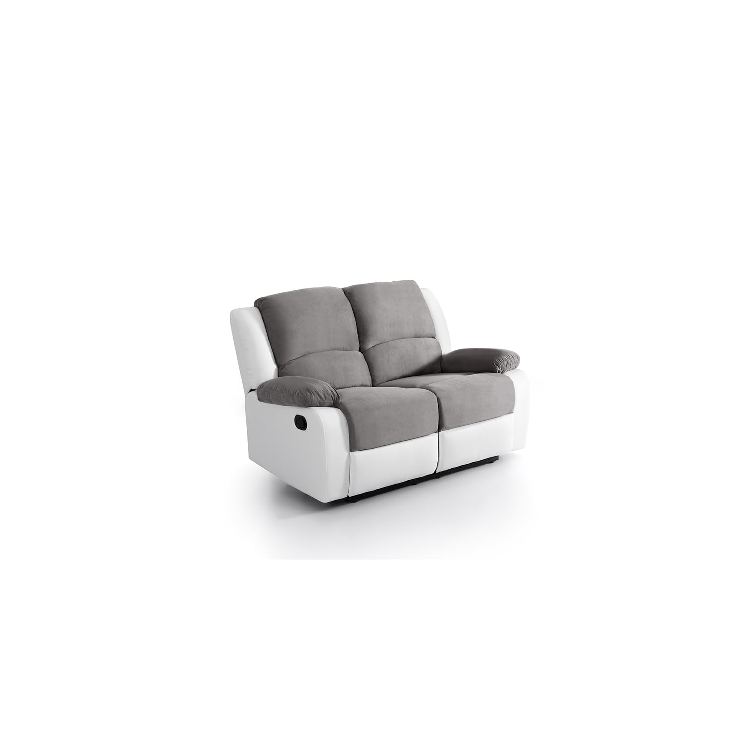 LOUNGITUDE - DETENTE - Canapé de relaxation - Manuel - 2 Places - En Simili/Microfibre - Gris/Blanc -L143cm
