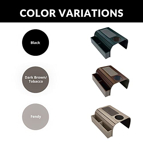 Meistar Sofa Tray Table With Eva Base And Couch Cup Holder. Remote Control And Cellphone Organizer Holder, Arm Rest Organizer, Arm Rest Table With Pockets. Fits Over Square Chair Arms. (Dark Brown) #TOP7