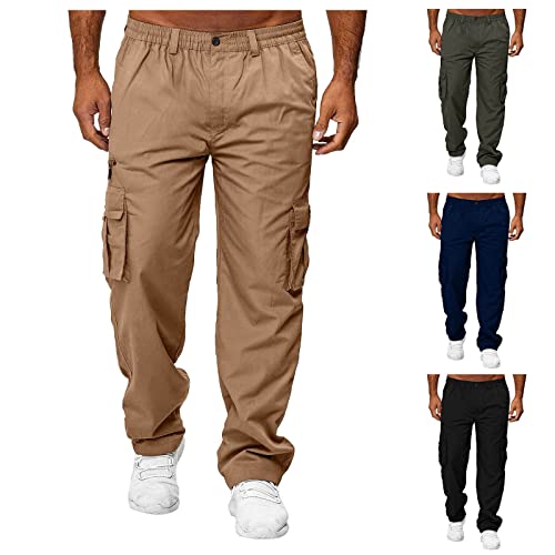 Mens Outdoor Cargo Pants Tactical Athletic Sports Joggers Sweatpants Casual Classic Fit Trousers with Multi Pockets