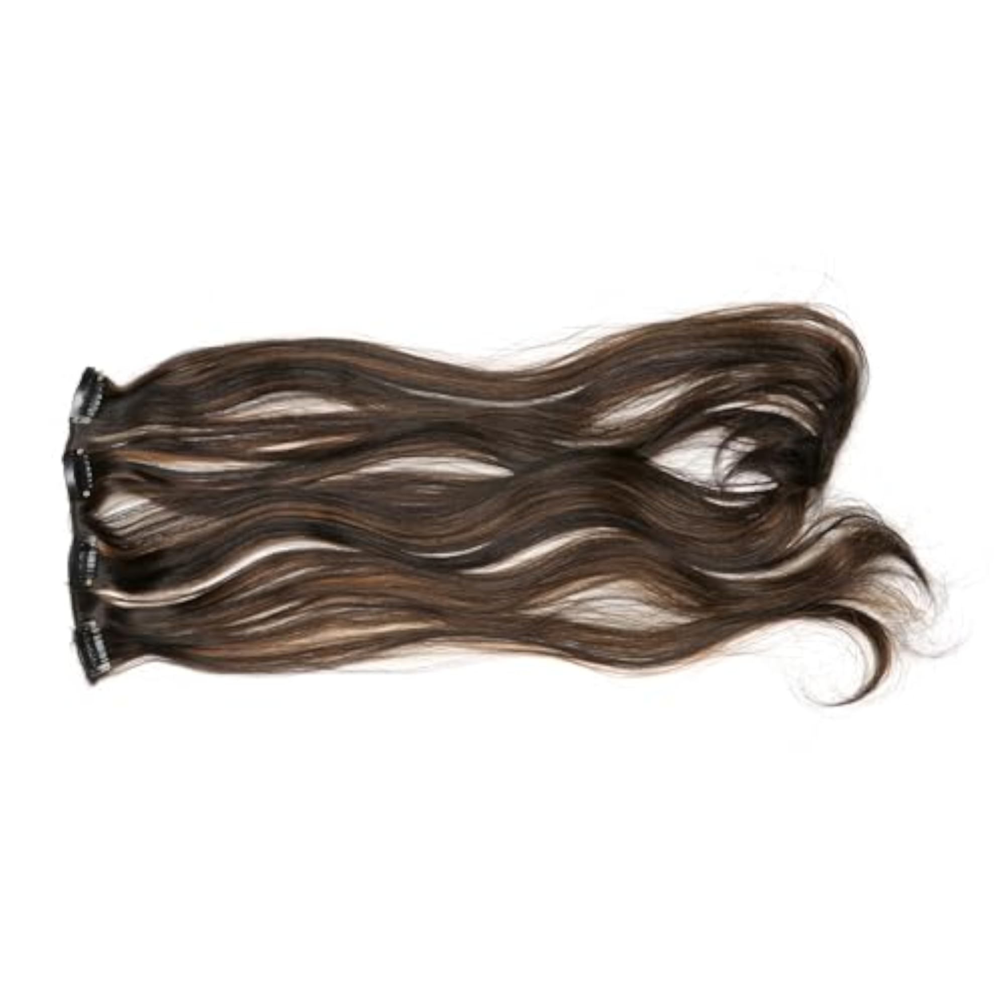 6 Pcs 24 Inch Curly Synthetic Full Head Wig Clip in Extensions, Golden Highlight