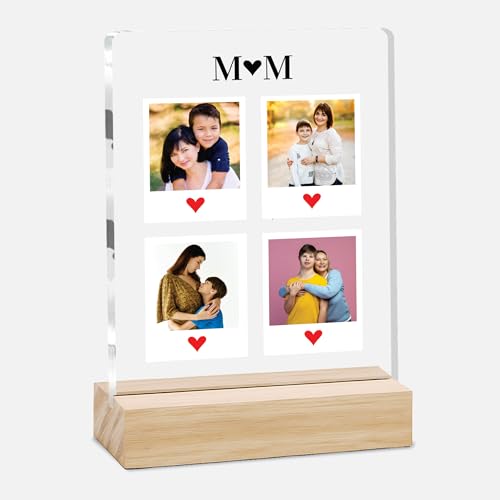 Image of Giftplease Customized Photo Frame With Wooden Stand | Personalised Printed Photo & Text Frame | Gift For Mom | Birthday | Mother's Day | (Transparent, 6x8 Inches, Tabletop) m 11