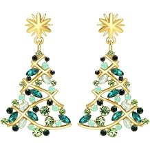 Christmas Earrings for Women Xmas Tree Dangle Earrings Sparkling Rhinestone Gold Snowflake Jewelry Holiday Party Gift for Christmas Accessories