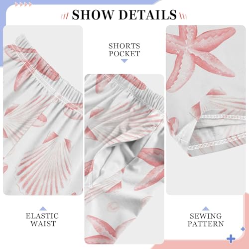 ZZKKO Seashell Starfish Watercolor Boys Pants for Kids Jogger Pants with Pockets S-XL4