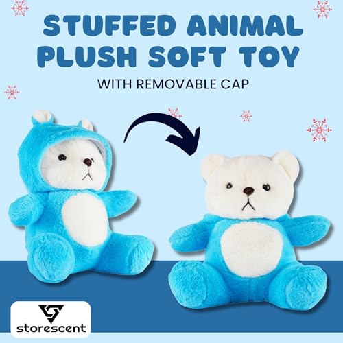 Image of Hooded Teddy Bear Plush Toy | Soft & Cute Stuffed Animal Toy for Hugging for Kids & Loved Ones - Blue 45cm