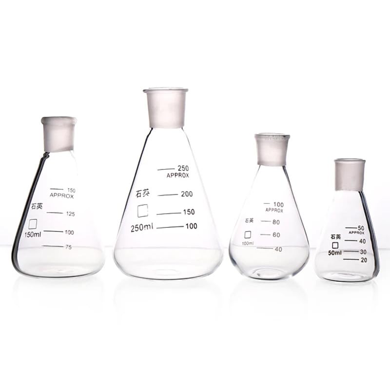 Erlenmeyerkolben aus Quarzglas, 150 ml, mit Stopfen – hochtemperaturbeständige Laborausrüstung (Material JGS-2)