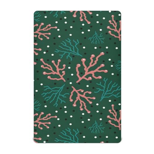 Moudou Christmas Branches Playard Sheet for Boy Girls, Soft Breathable Fitted Toddler Sheet for Standard Playard Bed Mattress, 39 x 27 x 5 Inch