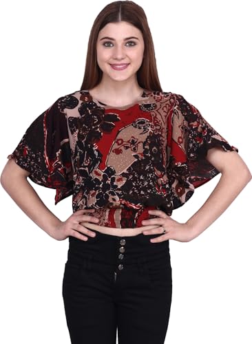 Image of POPWINGS Women's Crepe Top | Full Sleeve and Dot Printed Casual Top for Women