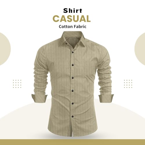 Image of Tailored Fit Men's Embossed Cotton Fabric with Long Sleeves Premium Casual Shirt for Men