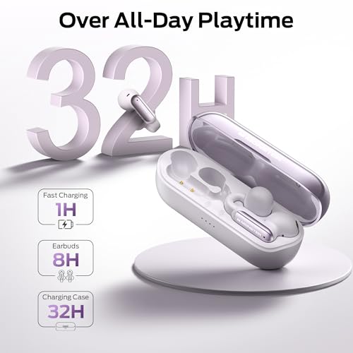 Image of Monster Bluetooth Earbuds Open AC601, Comfort Clip-On Earbuds, Bluetooth 5.4 Open Ear Buds with Environmental Noise Cancellation, IPX5 Waterproof & Touch Control Wireless Headphones (Purple)