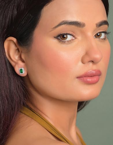 Image of CLARA 925 Sterling Silver Stud Earrings | Platinum Plated | Daily Wear |Gift for Women and Girls