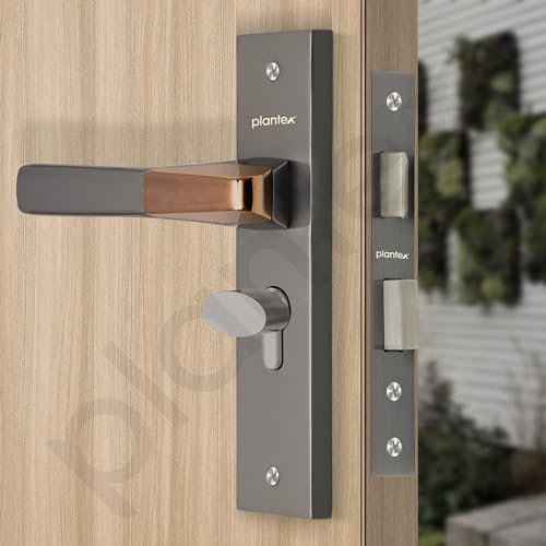 Plantex Heavy Duty Mortise Door Lock - Main Door Lock with 3 Keys (8114 - Satin Black & PVD Choco)