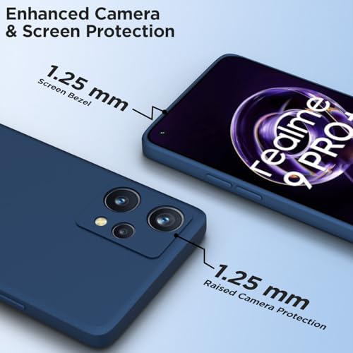 Image of Outlouders Back Cover for Realme 9 Pro Plus 5G | Camera Protection | Durable Soft Matte Silicone Bumper Case (Blue)