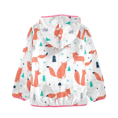 OTVEE Cute Fox Pattern Kids Hoodie Jacket Fall Spring Full Zip Warm Outwear Coat2