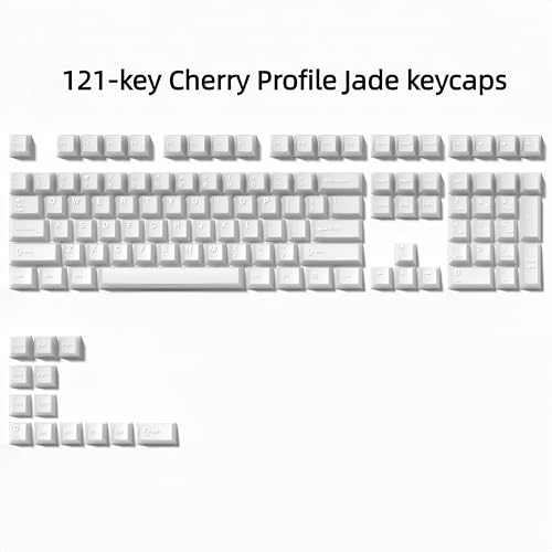 Image of dagaladoo Double Shot PBT keycaps,White Jade, Cherry Profile Keycaps Set | 121-keys Jelly style Custom keycaps full size for 60% 65% 75% 100% Cherry-MX switch Mechanical Keyboard