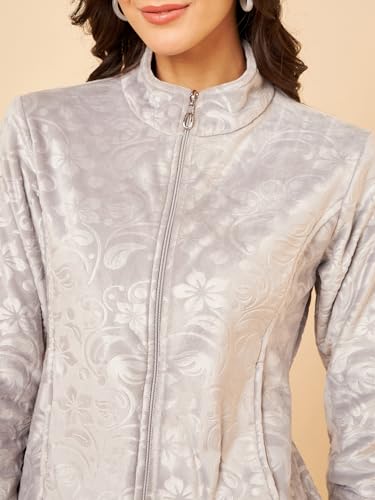 Image of Modeve Floral Printed Stand Collar Lightweight Tailored Jacket