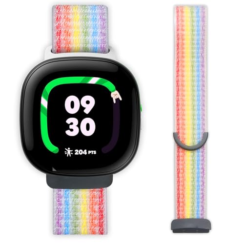TopPerfekt Bands Compatible with Fitbit Ace LTE Band Soft Durable Braided Nylon Material Straps Water Resistant Breathable Sport Replacement - Iridescent