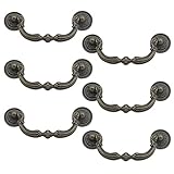 Antrader 6 Set Zinc Alloy Vintage Cabinet Dresser Drawer Wood Case Pull Handle Knobs Bronze Tone (Mounting Distance: 3.6 in)