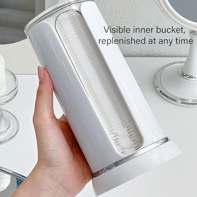 Rotatable Cotton Pads Holder Vanity Organizers for Makeup Station Organizing