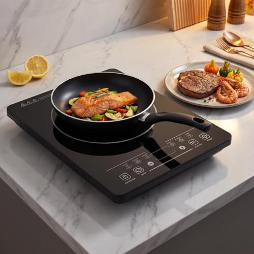 Image of Panana Induction Hob, 2000W Portable Single Induction Cooker, Ultra Slim Touch Control Electric Cooktop, 9 Power Levels Setting, Child Safety Lock, Compatible with Cast Iron Cookware, 28×35cm (Single)