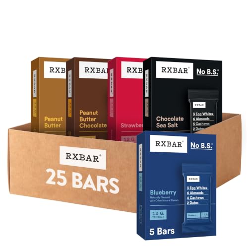 RXBAR Protein Bars, 12g Protein, Gluten Free Snacks, 5-Flavor Variety Pack (5 Boxes, 25 Bars) - image 1