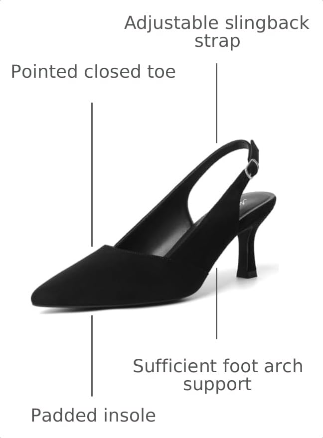 Image of Mostrin Kitten Heels for Women Slingback Pointed Closed Toe Heels Women's Pumps Shoes for Wedding, Party, Commuting