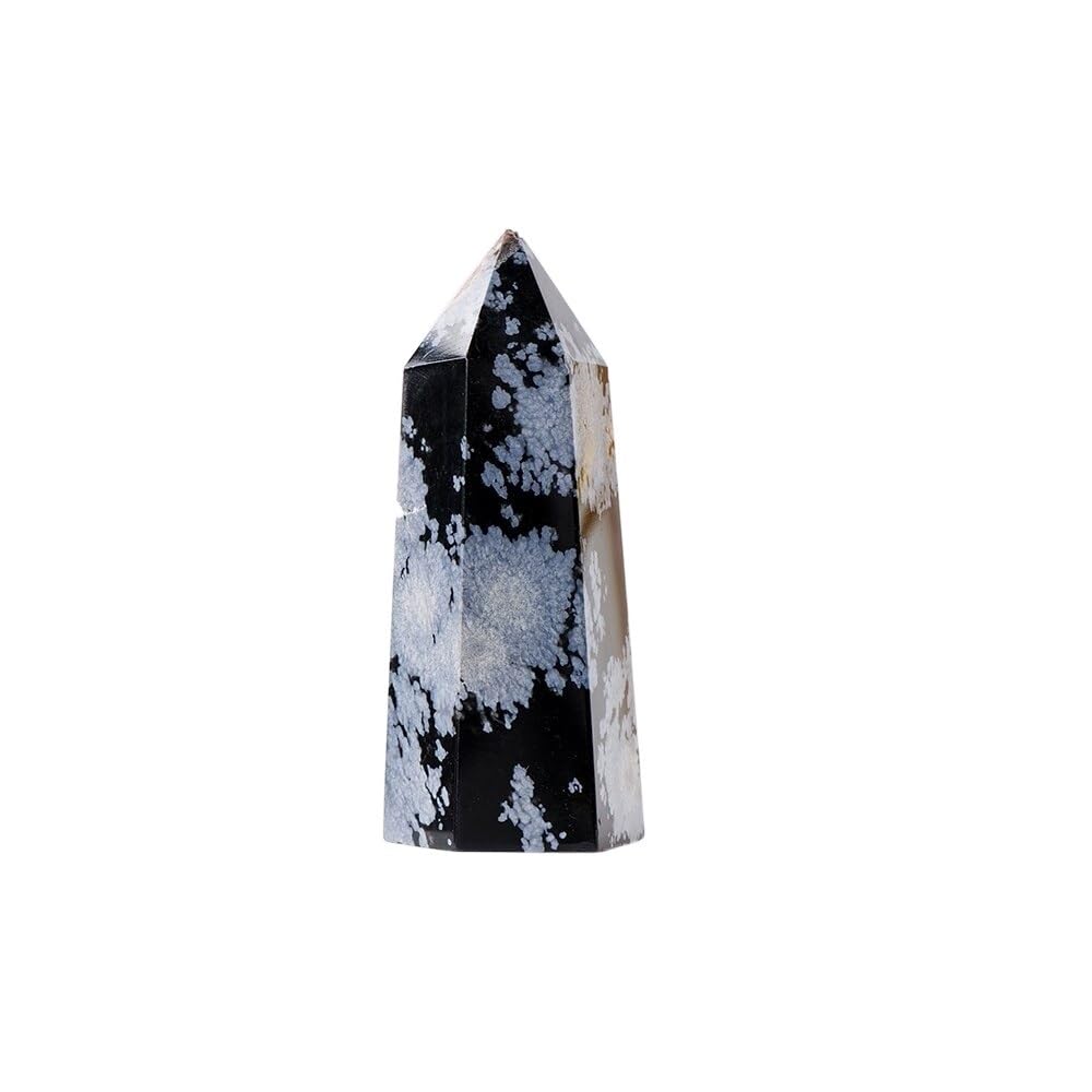 KJEBVHIRS Stone Snowflake Obsidian Crystal Column Gemstone Snow Obsidian Hexagonal Prism Home Decoration Ornaments
