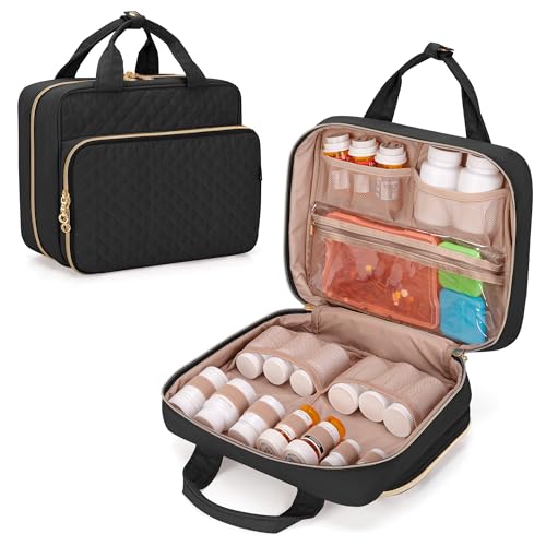 Image of Damero Pill Bottle Organizer, Travel Medicine Bag Organizer, Black | Medicine Organizer and Storage for Pills, Vitamin, Fish Oil, Medical Supplements for Women and Men
