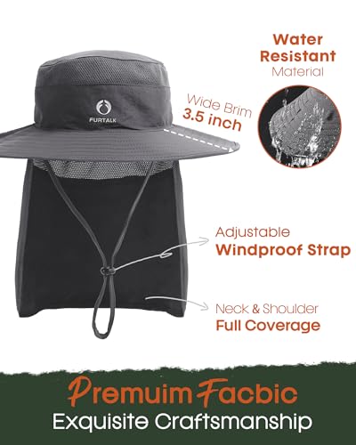 Image of FURTALK Sun Hats for Men Women Fishing Hat with Neck Flap UPF Protection