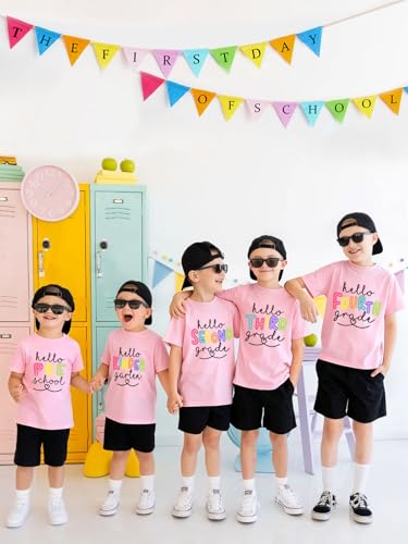 Image of First Day of School Shirt Girls Boys Preschool to 5th Grade Tshirt Kids Back to School Graphic Tee Tops