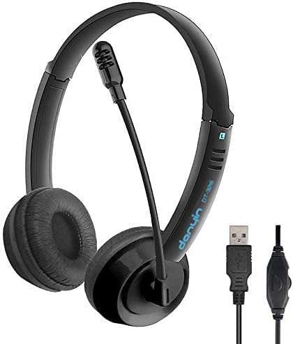 Casques USB Stéréo Filaire avec Micro Anti-Bruit et Contrôle de Volume, Casque PC Filaire pour Skype, SoftPhone, Centre d'appels, Conversation Cover