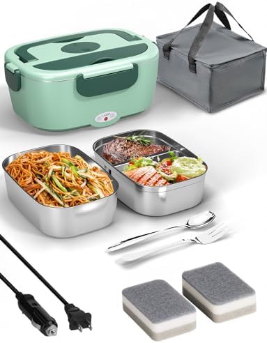 80W Electric Lunch Box with Dual 1.5L Stainless Steel Containers