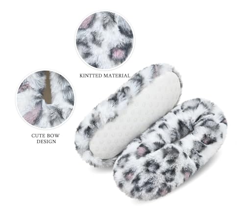 Image of DICUIRD Womens Cozy&Warm Soft Sole Slipper Socks with Grippers-Girls Teddy Fleece Indoor Slipper with Non-skid Bottoms