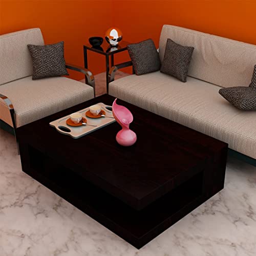 Image of Douceur Furnitures Solid Sheesham Wood Coffee Table with Storage | Wooden Centre Table & Tea Table for Living Room, Hall, Home, Office, Hotel & Cafe | Walnut Finish