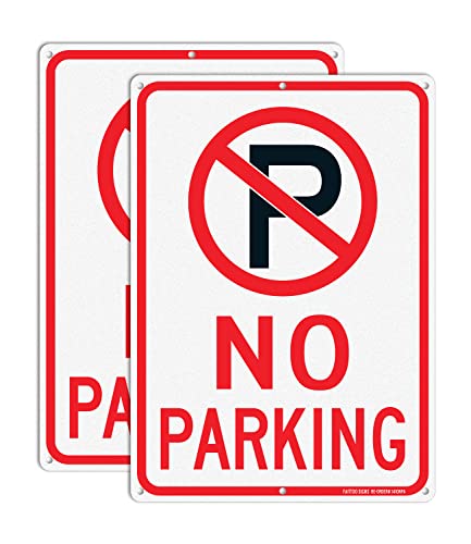 Faittoo No Parking Sign, 2 Pack, 35 x 25 cm Rust Free .040 Aluminum Reflective, UV Protected, Waterproof