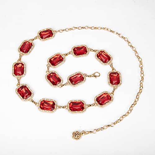 ILuvatar Green Glass Diamond Chain Belt - Metal Women's Western Style Dress Belt4