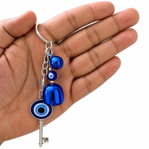 Image of GJ Premium Turkish Evil Eye Keychain for Car, Bike & Home | Nazar Protection Keychain, Good Luck Charm | Spiritual Metal Key chain for Men & Women