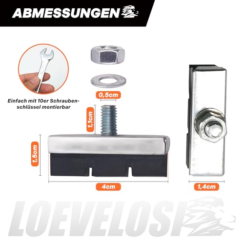 LOEVELOSI Bremsbeläge Fahrrad für Vintage & Retro Fahrräder, Bonanza, Damen-, Herrenfahrrad, Hollandrad City Bike Bremsschuhe Bremsschuh 4er Set Bremsbelag Bremsbacken Bremsblöcke Bremsklötze Beläge